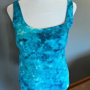 Lands' End Blue Tie-Dye Swim Tank Top